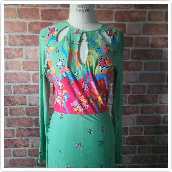 Never Fully Dressed FUN Stars Novelty Print Maxi Dress Med - Picture 2 of 10